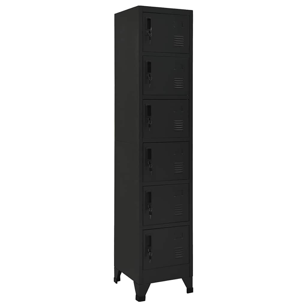 vidaXL Locker Cabinet 38x45x180 cm Steel Black