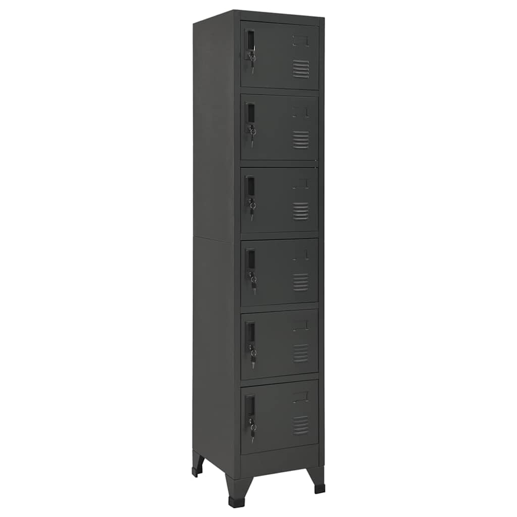 Locker Cabinet 38x45x180 cm Steel Anthracite With 6 lockers