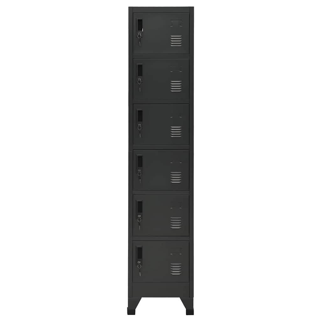 Locker Cabinet 38x45x180 cm Steel Anthracite With 6 lockers