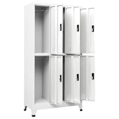 Locker Cabinet 90x45x180 cm Steel With 6 lockers White