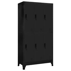 Locker Cabinet 90x45x180 cm Steel With 6 lockers Black