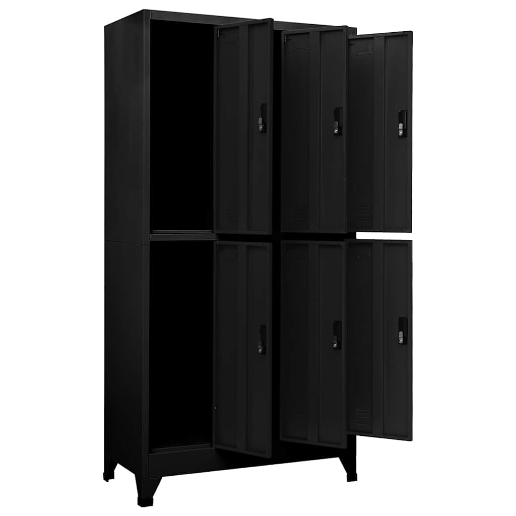 Locker Cabinet 90x45x180 cm Steel With 6 lockers Black