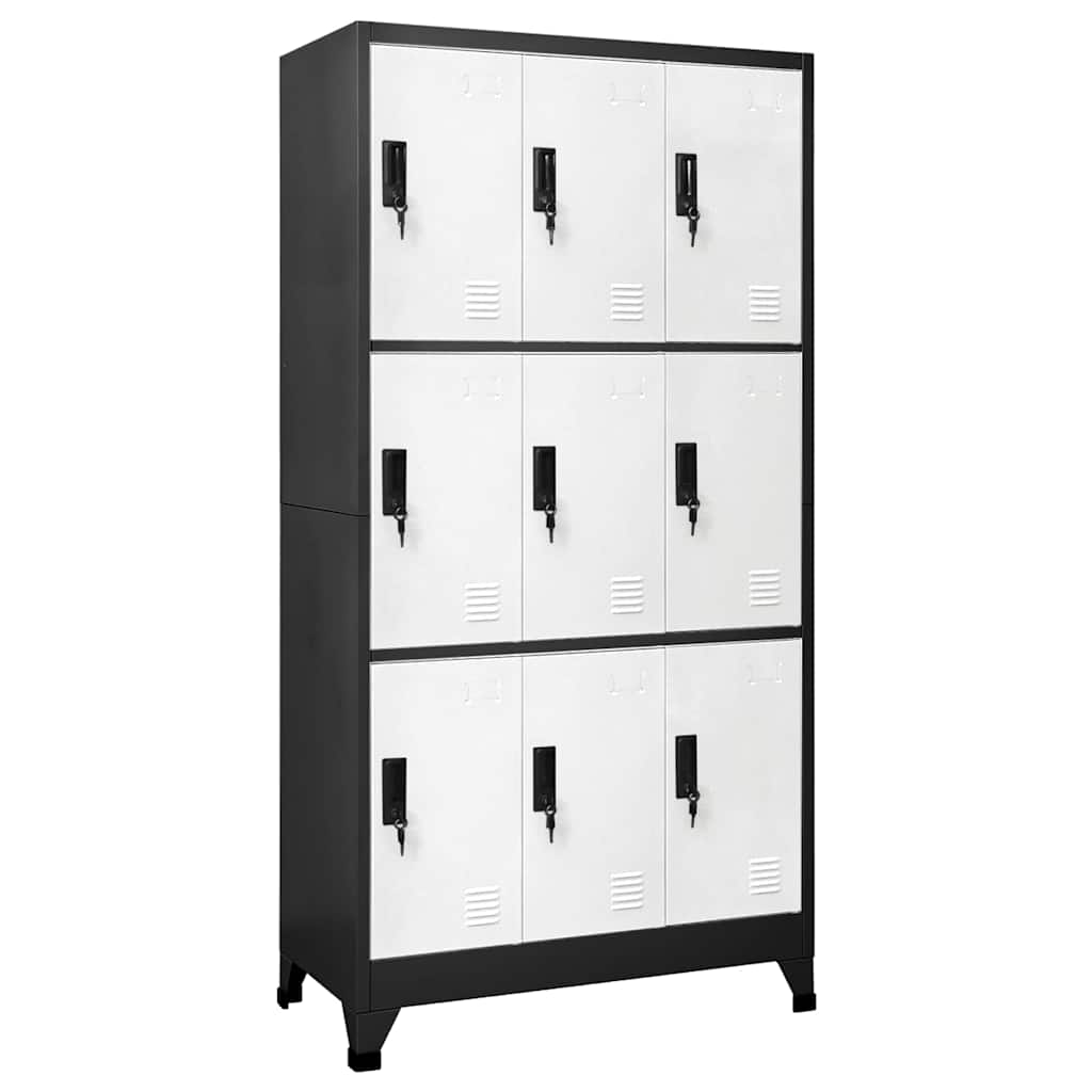 vidaXL Locker Cabinet | Anthracite and White | Steel | Large | Locker Cabinet 1