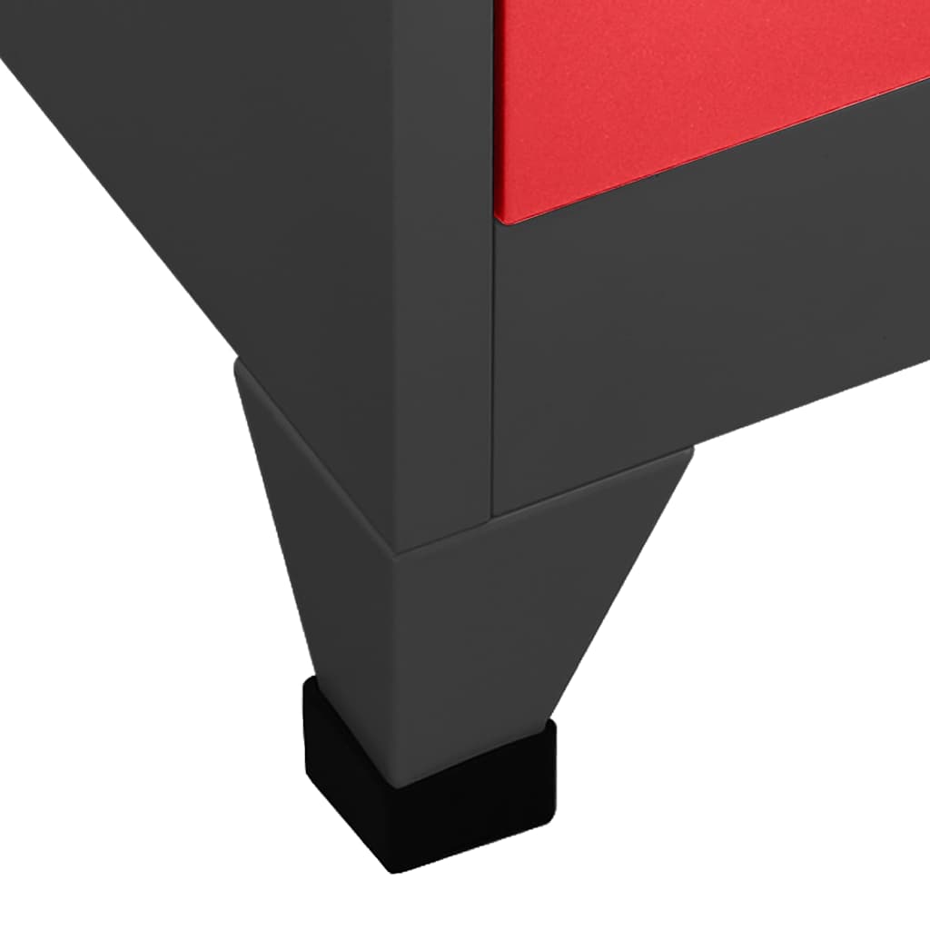 vidaXL Locker Cabinet | Anthracite and Red | Steel | Large | Locker Cabinet 6