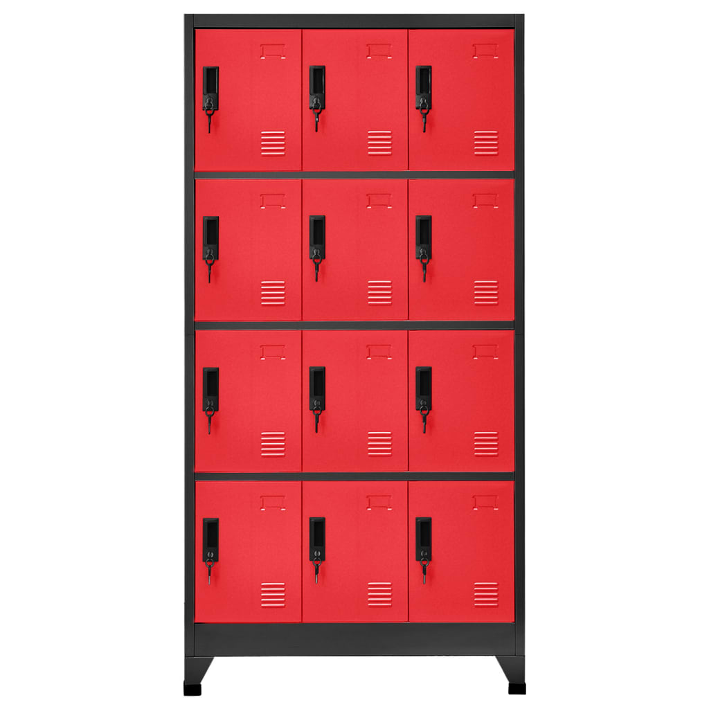 vidaXL Locker Cabinet | Anthracite and Red | Steel | Large | Locker Cabinet 2