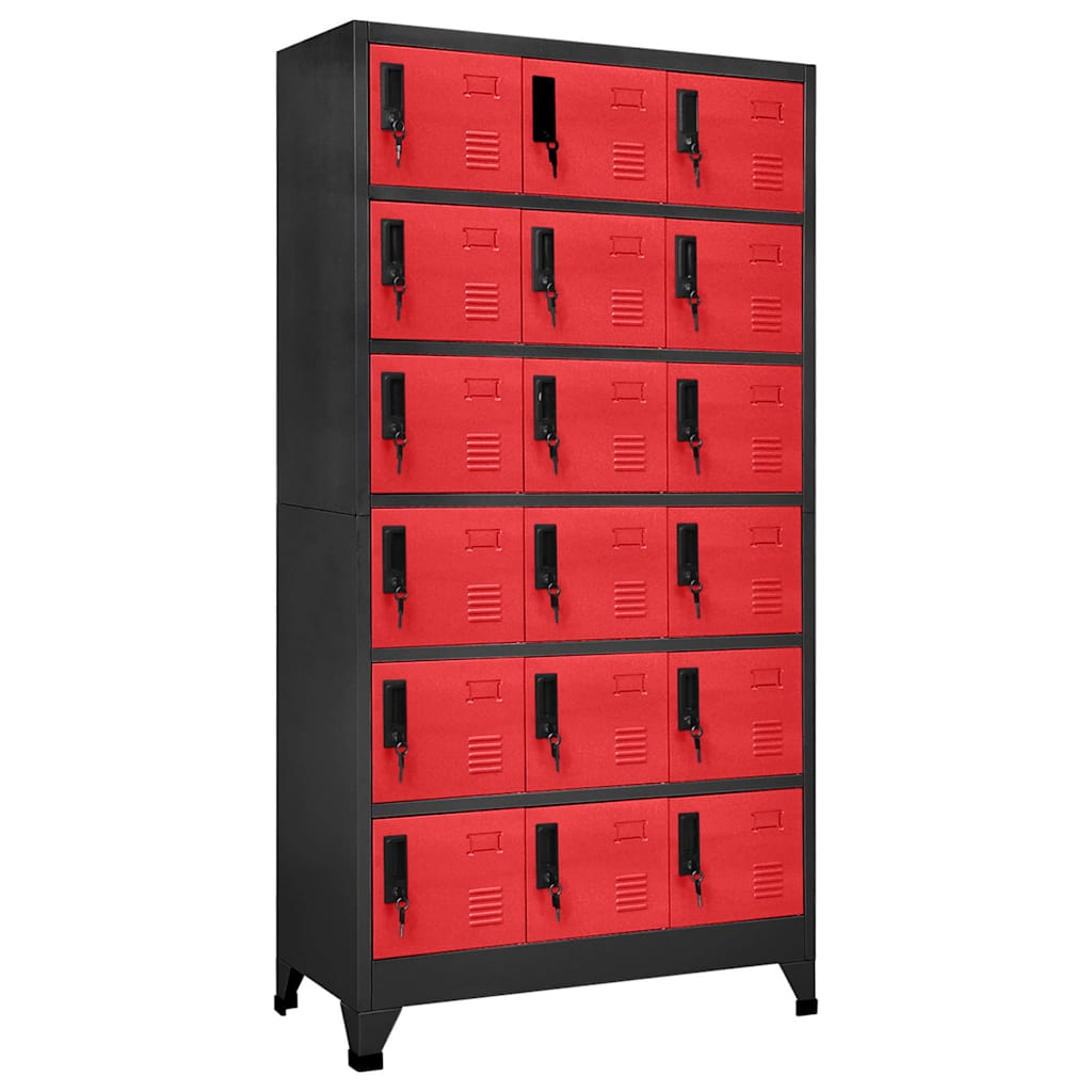 vidaXL Locker Cabinet | Anthracite and Red | Steel | Large | Locker Cabinet 1
