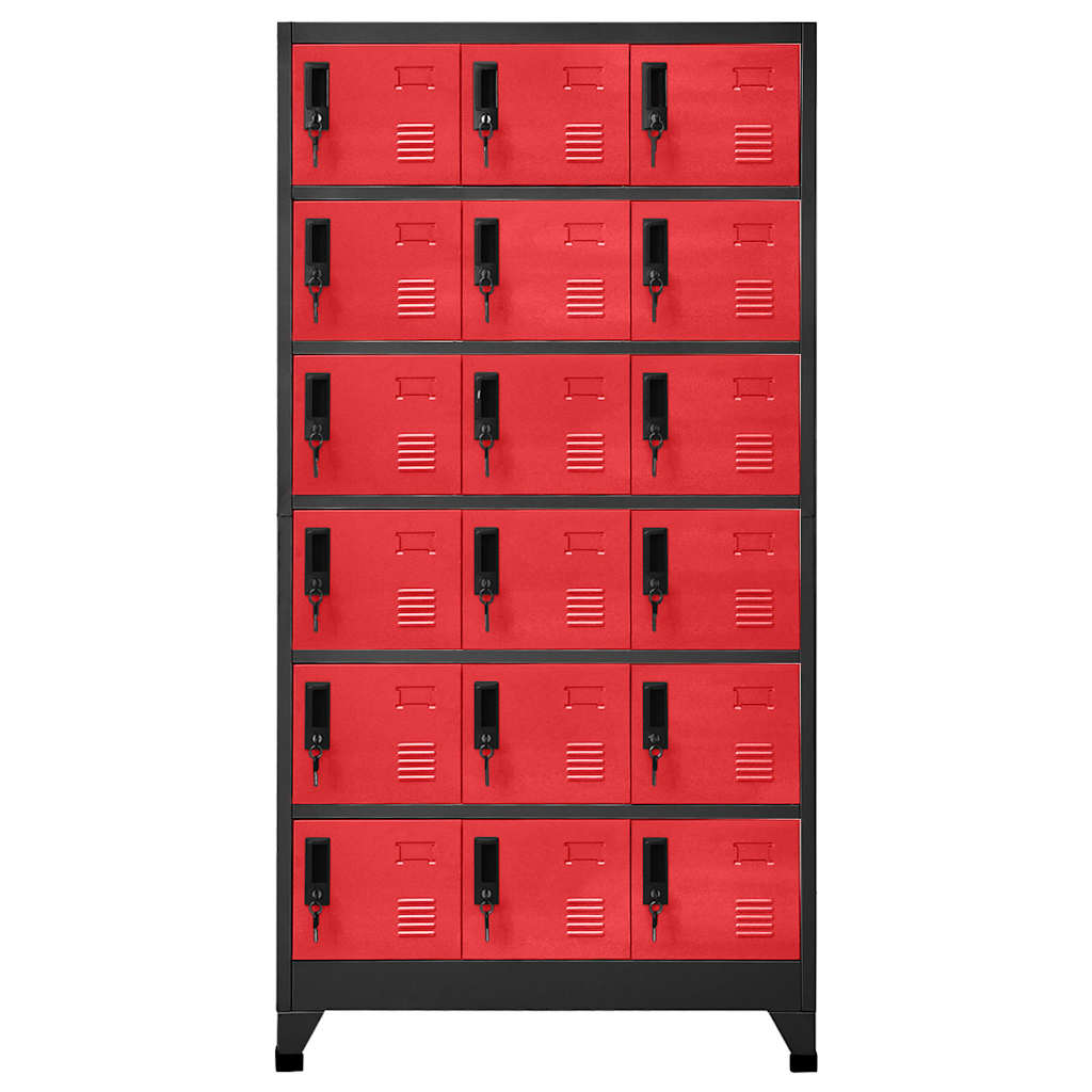 vidaXL Locker Cabinet | Anthracite and Red | Steel | Large | Locker Cabinet 2