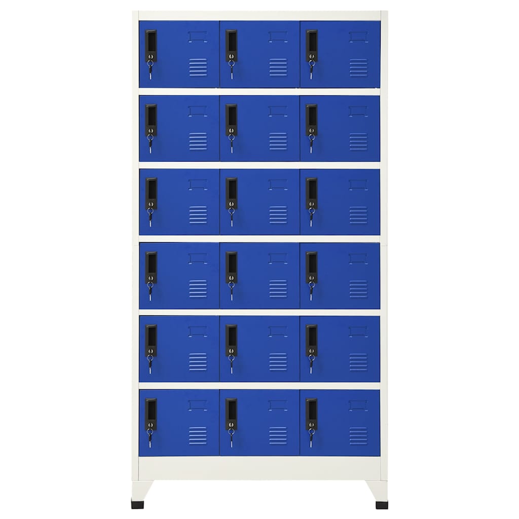 vidaXL Locker Cabinet | Grey and Blue | Steel | Large |  Locks | Locker Cabinet 2