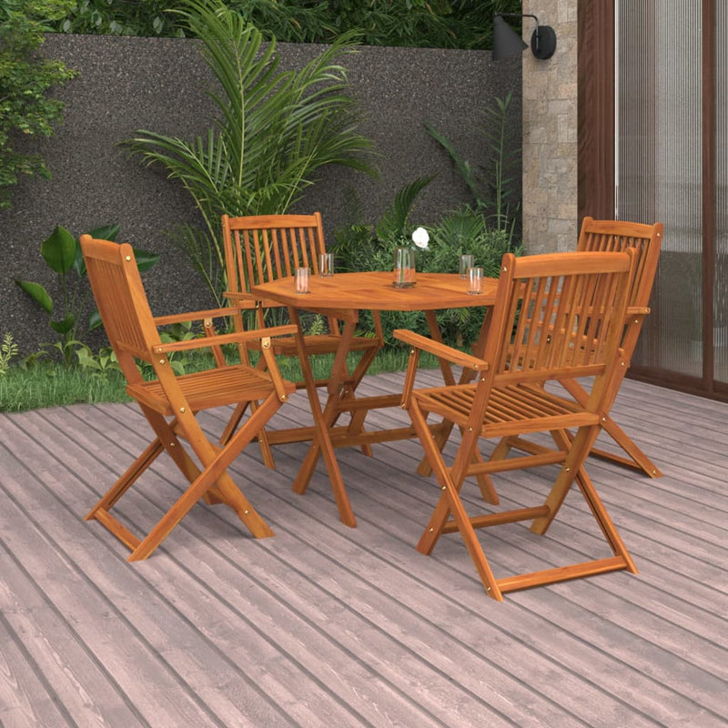 5 Piece Garden Dining Set Solid Acacia Wood