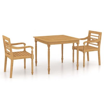 3 Piece Garden Dining Set Solid Teak Wood