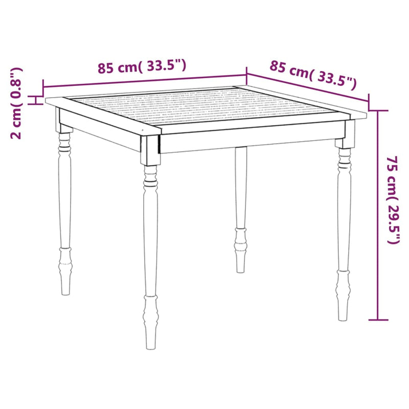 3 Piece Garden Dining Set Solid Teak Wood