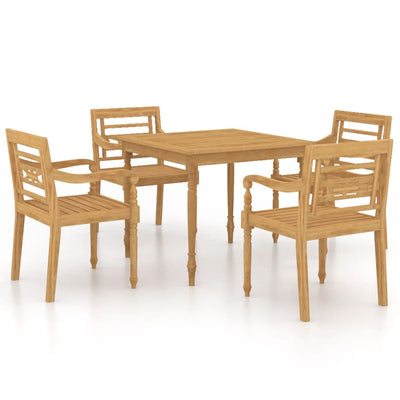 5 Piece Garden Dining Set Solid Teak Wood