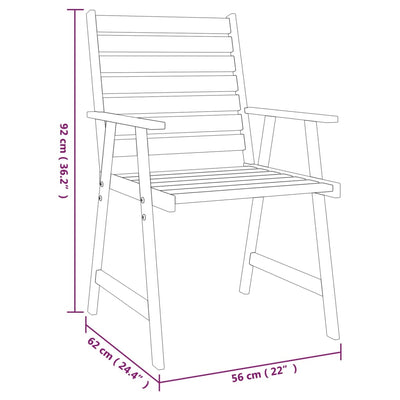 5 Piece Garden Dining Set Solid Wood Acacia