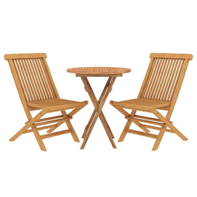 3 Piece Garden Dining Set Solid Wood Teak