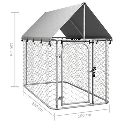 Outdoor Dog Kennel with Roof 200x100x150 cm