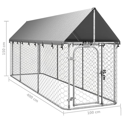 Outdoor Dog Kennel with Roof 400x100x150 cm