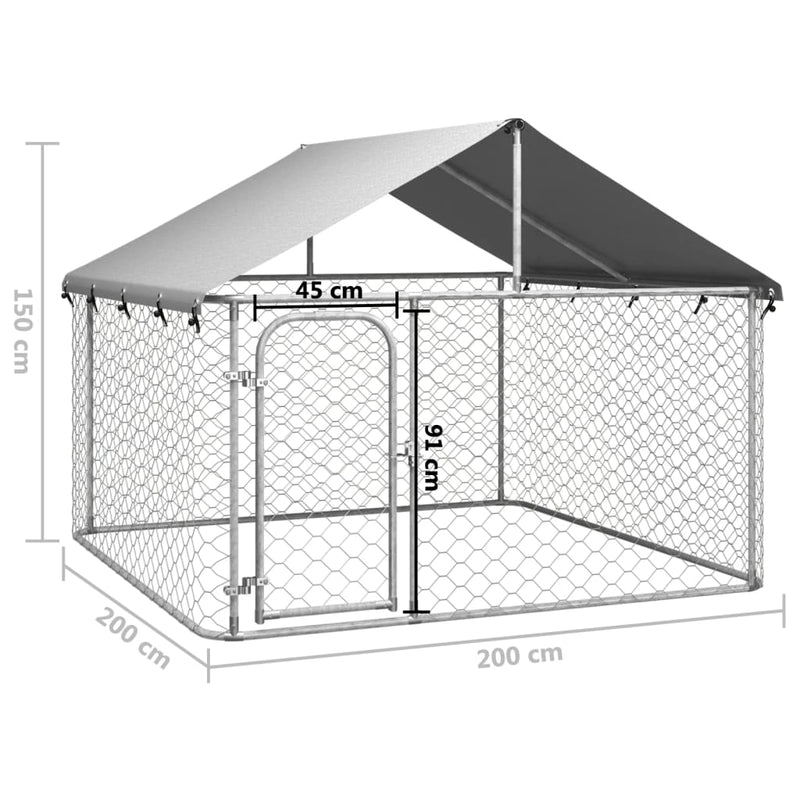 Outdoor Dog Kennel with Roof 200x200x150 cm