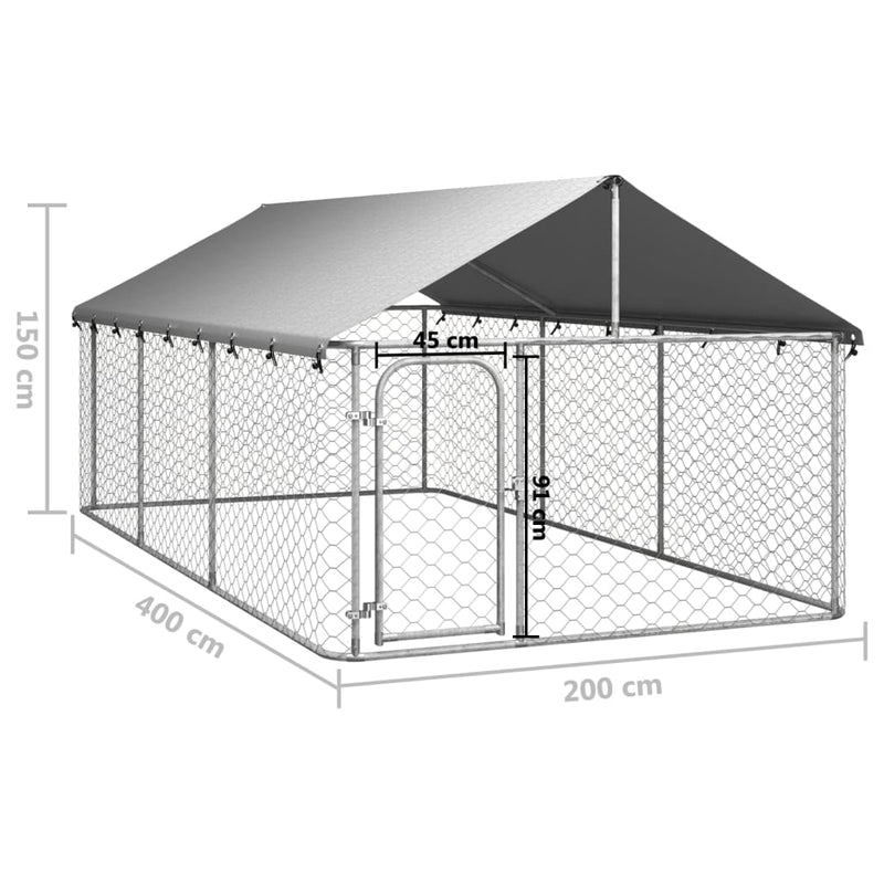 Outdoor Dog Kennel with Roof 400x200x150 cm