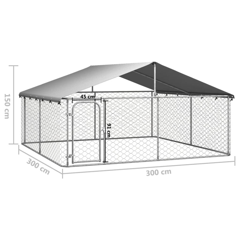 Outdoor Dog Kennel with Roof 300x300x150 cm