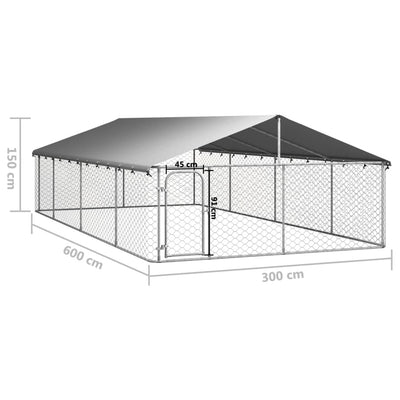 Outdoor Dog Kennel with Roof 600x300x150 cm