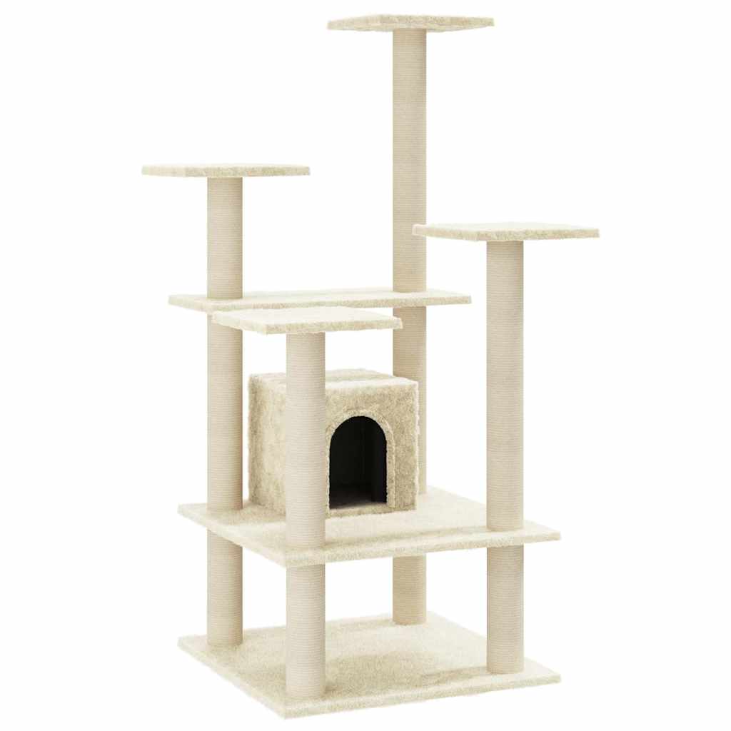 vidaXL Cat Tree | Cream | Engineered wood, plush, sisal | Medium | Durable 2