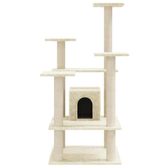 vidaXL Cat Tree | Cream | Engineered wood, plush, sisal | Medium | Durable 4