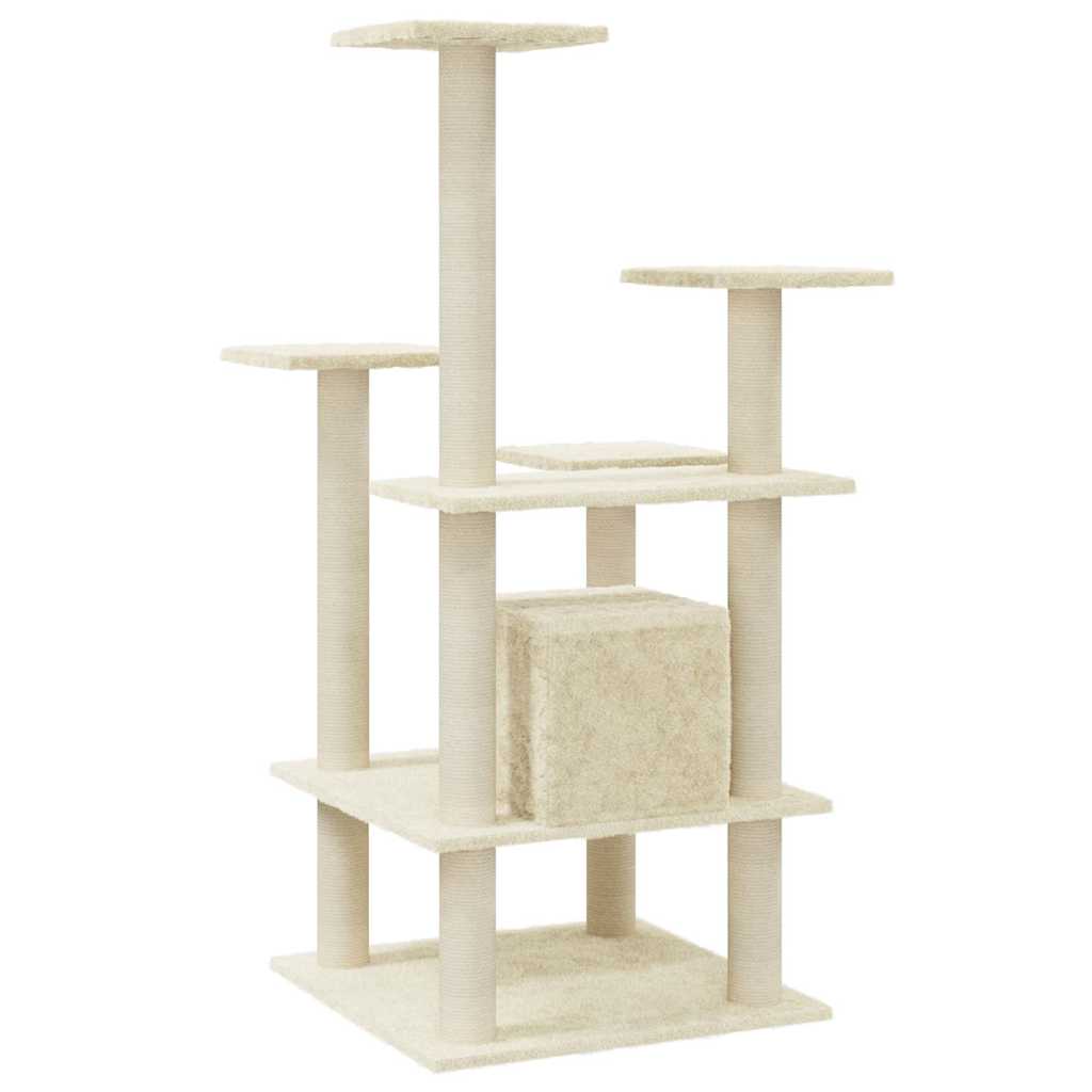 vidaXL Cat Tree | Cream | Engineered wood, plush, sisal | Medium | Durable 6