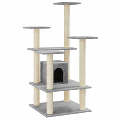 171480 vidaXL Cat Tree with Sisal Scratching Posts Light Grey 110 cm 2