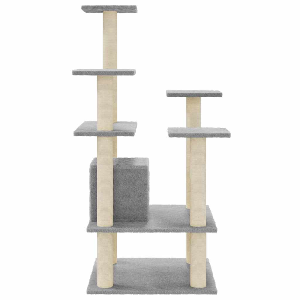 171480 vidaXL Cat Tree with Sisal Scratching Posts Light Grey 110 cm 5