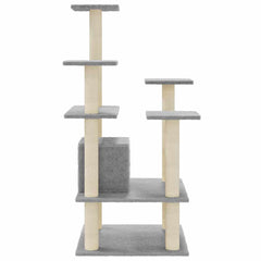171480 vidaXL Cat Tree with Sisal Scratching Posts Light Grey 110 cm 5