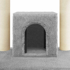 171480 vidaXL Cat Tree with Sisal Scratching Posts Light Grey 110 cm 6