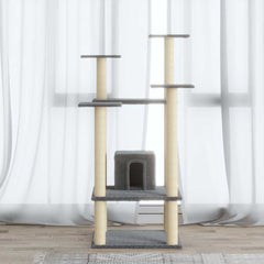 171480 vidaXL Cat Tree with Sisal Scratching Posts Light Grey 110 cm 1