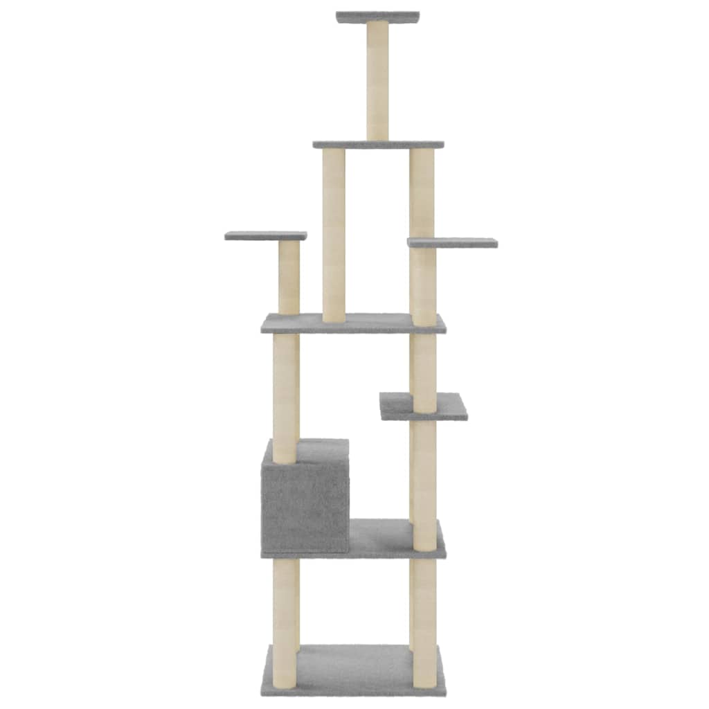 vidaXL Cat Tree | Light grey | Engineered wood, plush, sisal | Large | Cat Tree 5