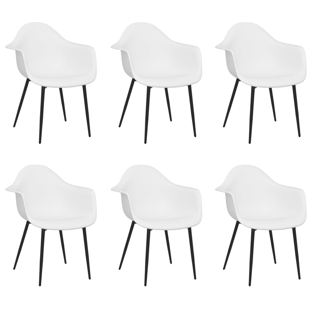vidaXL Dining Chairs 6 pcs White PP 2