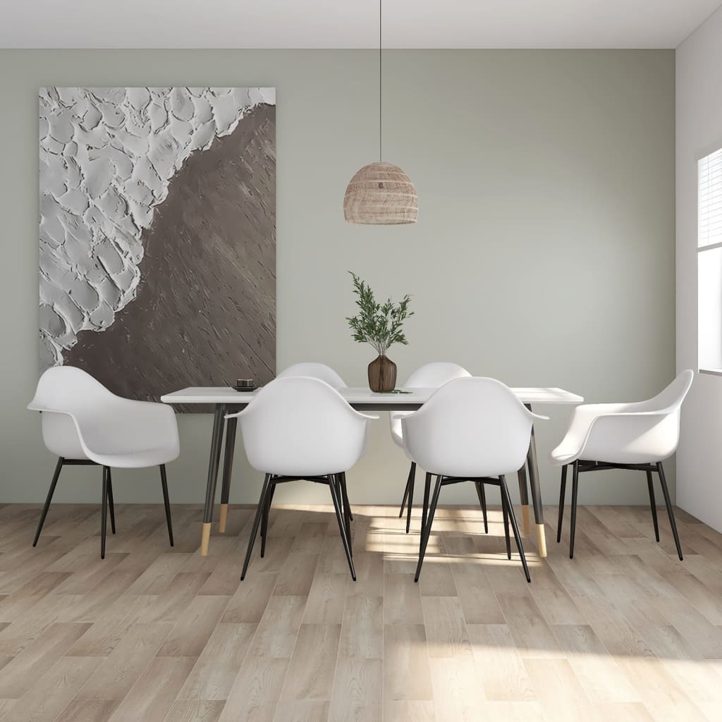 vidaXL Dining Chairs 6 pcs White PP 1