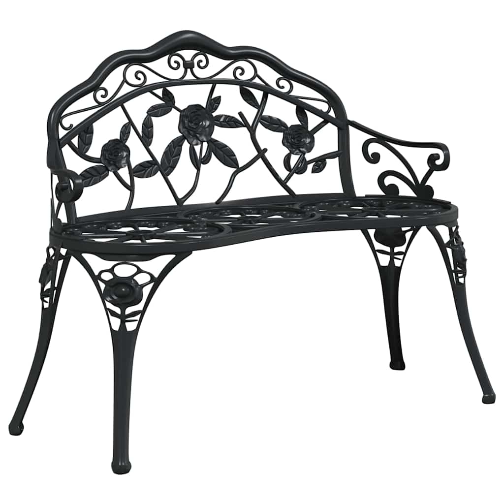 vidaXL Garden Bench 100 cm Cast Aluminium Black 2