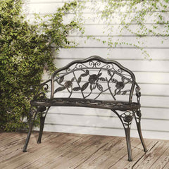 vidaXL Garden Bench 100 cm Cast Aluminium Black 1