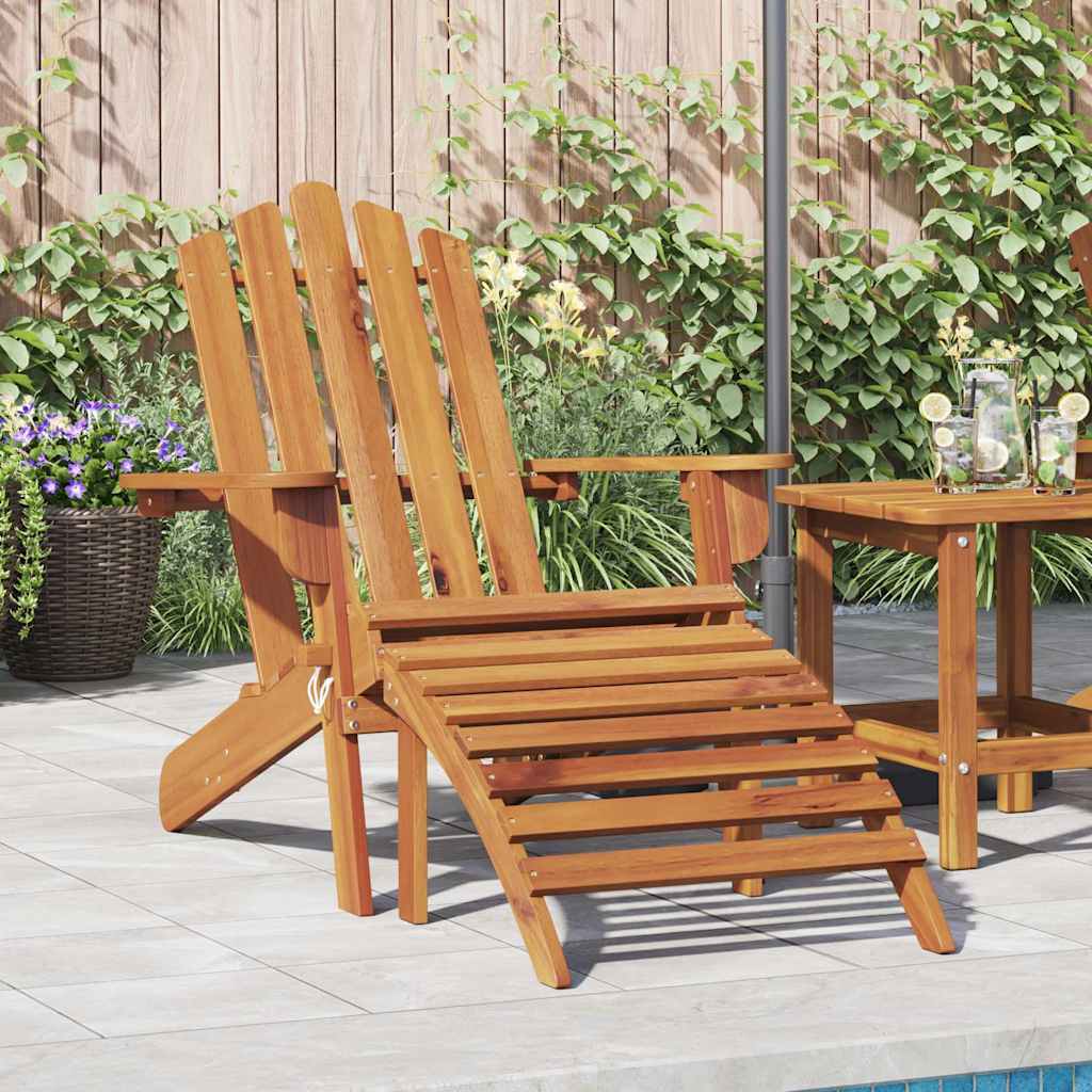 Garden Adirondack Chair Solid Acacia Wood with footrest 1