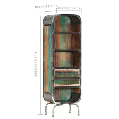 Highboard Multicolour 40x30x126 cm Solid Wood Reclaimed