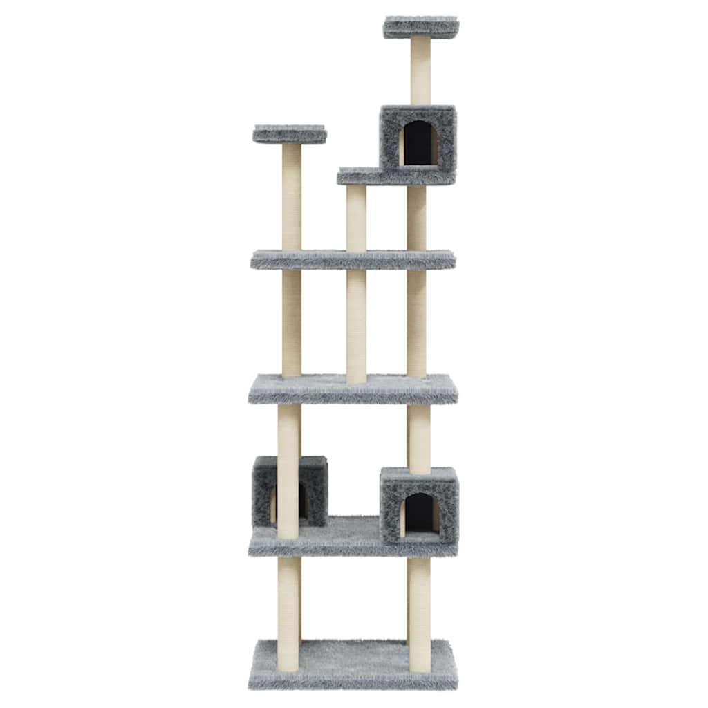 171489 vidaXL Cat Tree with Sisal Scratching Posts Light Grey 188 cm 3
