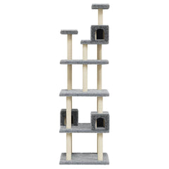 171489 vidaXL Cat Tree with Sisal Scratching Posts Light Grey 188 cm 3