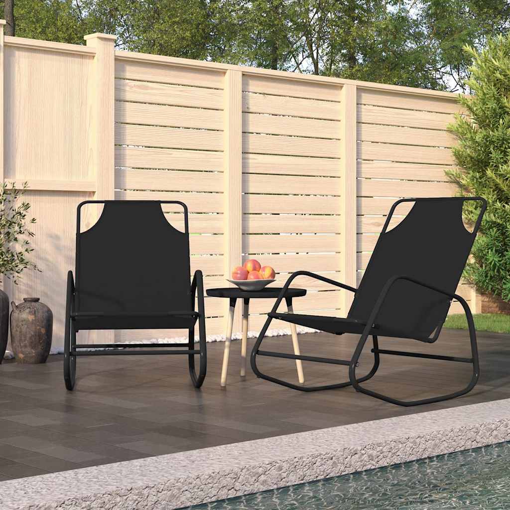 Rocking Sun Lounger Steel and Textilene Black