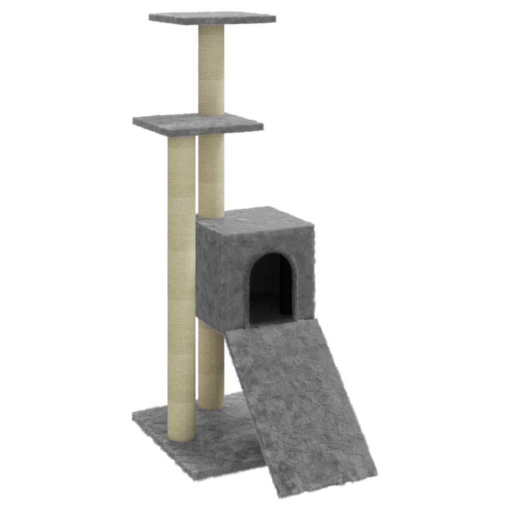 vidaXL Cat Tree | Light grey | Engineered wood, plush, sisal | Medium | Cat Tree 2