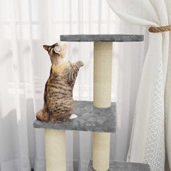 vidaXL Cat Tree | Light grey | Engineered wood, plush, sisal | Medium | Cat Tree 3