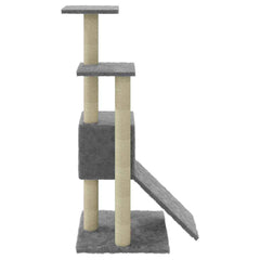 vidaXL Cat Tree | Light grey | Engineered wood, plush, sisal | Medium | Cat Tree 6