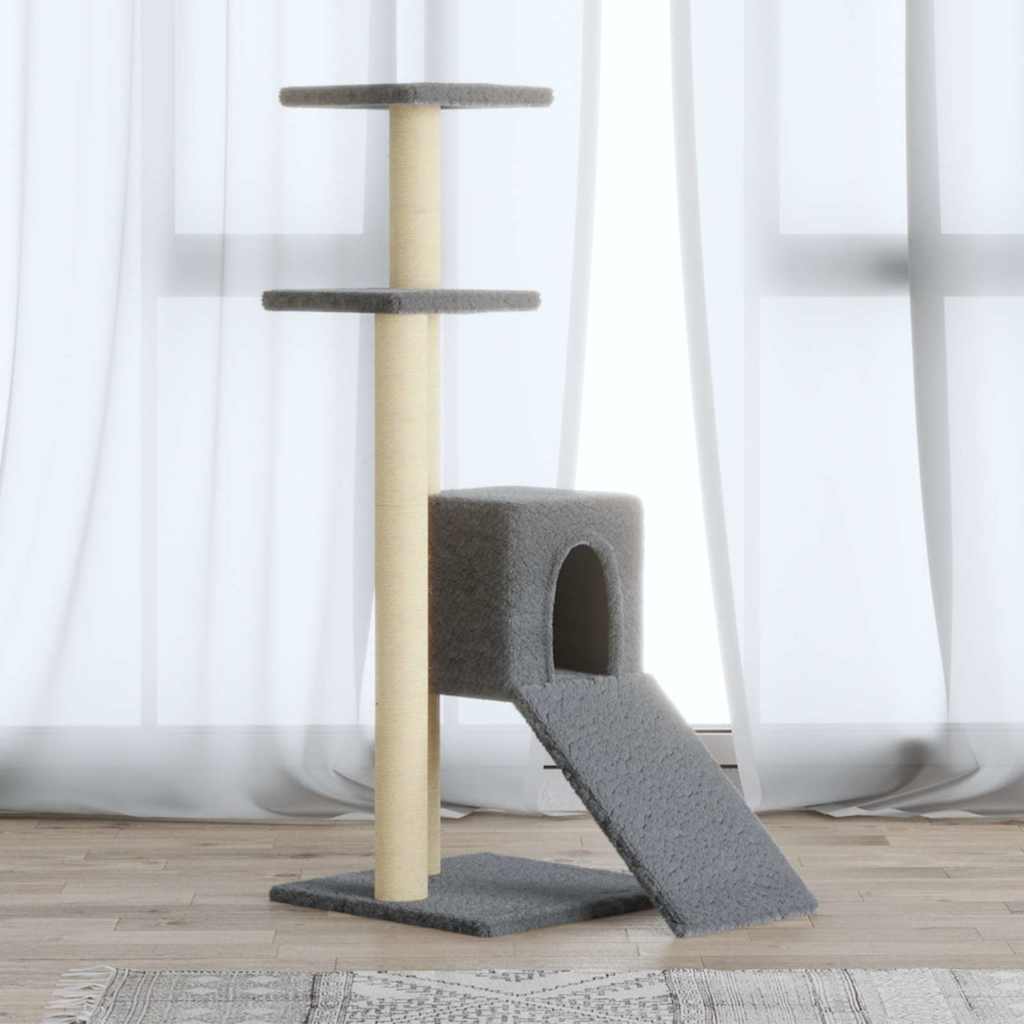 vidaXL Cat Tree | Light grey | Engineered wood, plush, sisal | Medium | Cat Tree 1