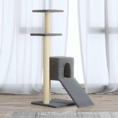 vidaXL Cat Tree | Light grey | Engineered wood, plush, sisal | Medium | Cat Tree 1