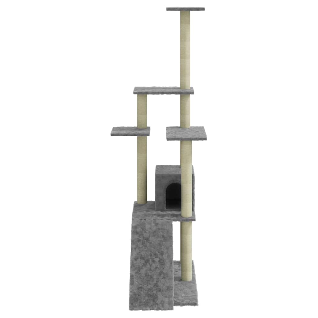 vidaXL Cat Tree | Light grey | Engineered wood | 155 cm tall | Durable 5