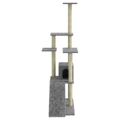 vidaXL Cat Tree | Light grey | Engineered wood | 155 cm tall | Durable 5