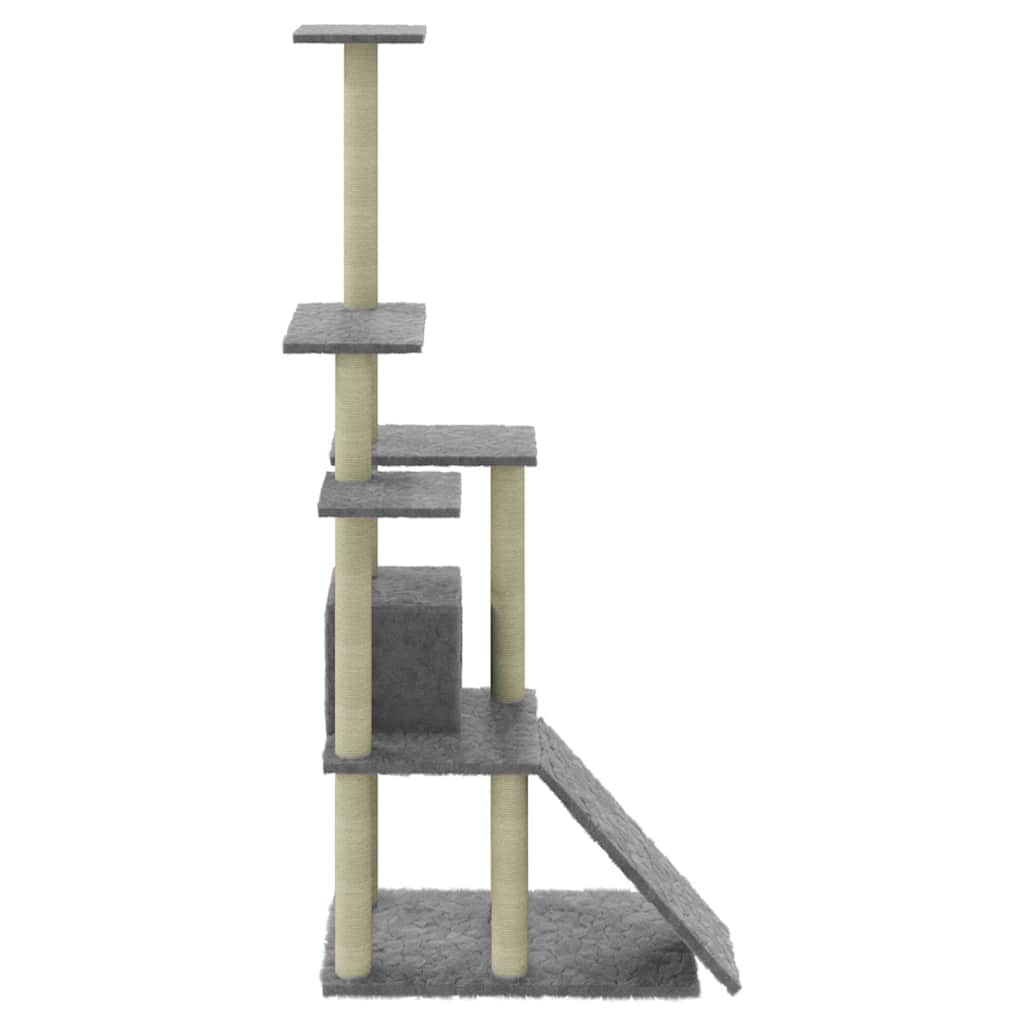 vidaXL Cat Tree | Light grey | Engineered wood | 155 cm tall | Durable 6